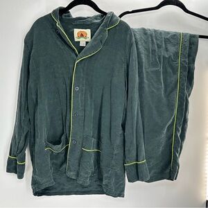 Shanghai Tang 100% Silk Pajama Set Womens Small Embossed Green Neon FLAWS